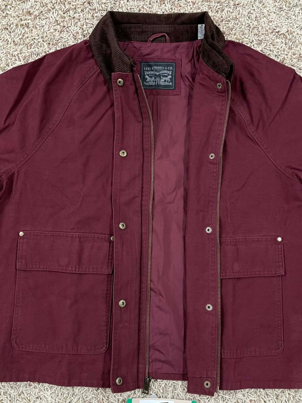 Levi's Women's Shorty Barn Canvas Jacket Dark Red, Size XL (New) - Picture 9 of 16